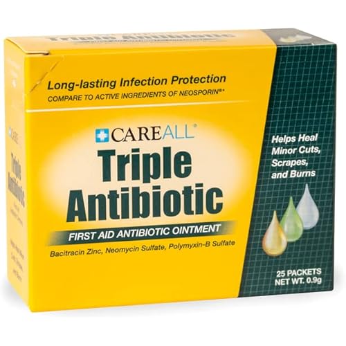 CareALL® Triple Antibiotic Ointment 0.9gr 25 Pack Foil Packet, First Aid Ointment for Minor Scratches and Wounds and Prevents Infection, Compare to The Active Ingredients of Leading Brand