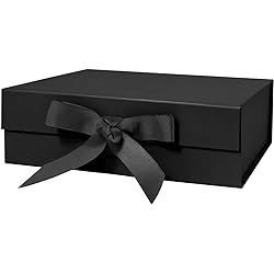 10.5" Large Gift Box with Magnetic Lid and Presents Ribbon for PresentsLarge, Black