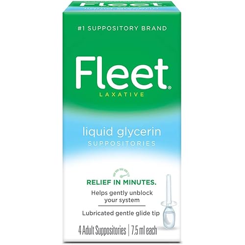 Fleet Liquid Glycerin Suppositories for Adult Constipation, 4 Count | Pack of 4