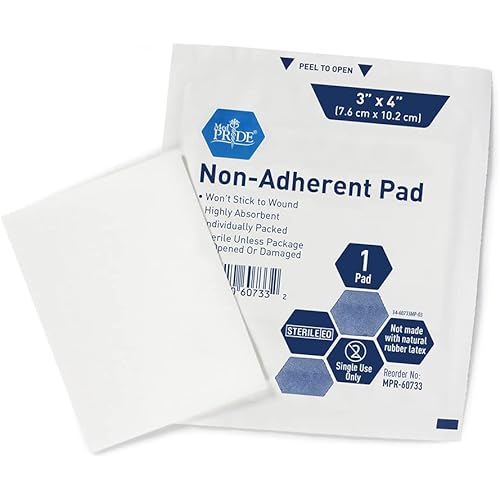 Medpride Sterile Non-Adherent Pads| 100-Pack, 3” x 4”| Non-Adhesive Wound Dressing| Highly Absorbent & Non-Stick, Painless Removal-Switch| Individually Wrapped for Extra Protection