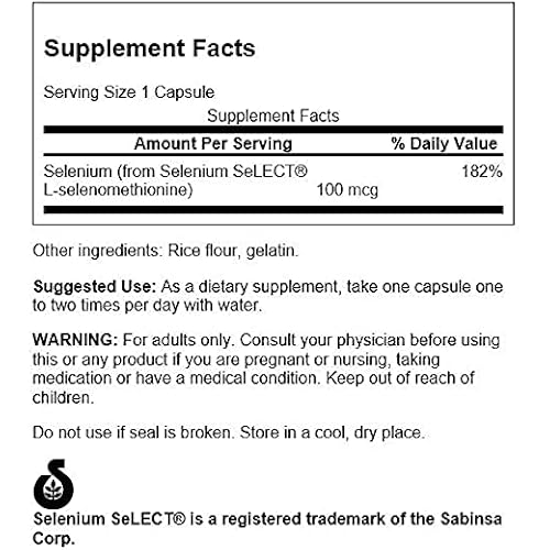 Swanson Selenium L-Selenomethionine 100 mcg 200 Capsules 4 Pack