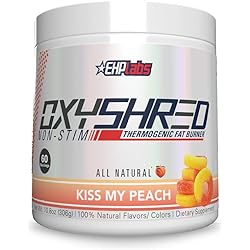 EHPlabs OxyShred Non-Stimulant Shredding Supplement - Promotes Shredding, Energy Booster, Pre-Workout, Mood Booster - Peach, 60 Servings