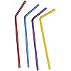 250 Count] Flexible Disposable Plastic Drinking Straws - 7.75" High - Assorted Colors