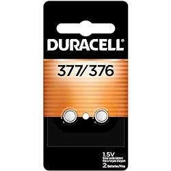 Duracell 376377 Silver Oxide Button Battery, 2 Count Pack, 376377 1.5 Volt Battery, Long-Lasting for Watches, Medical Devices, Calculators, and More