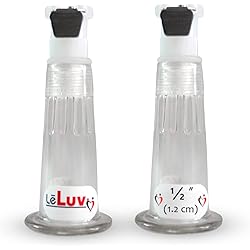 LeLuv Pair of Nipple Cylinder with Fitting for Vacuum Pumps Clear Polycarbonate Extra-Small