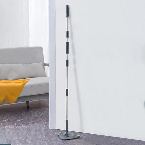 59 Inch Retractable Wall Cleaning Mop, 360 Degree Rotation and Triangular Design Wet and Dry Use Easy to Install Light Weight Wall Mop with 2 Removable Washable Mop Pads