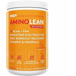RSP AminoLean Recovery - Post Workout BCAAs Amino Acids Supplement Electrolytes, BCAAs and EAAs for Hydration Boost, Immunity Support - Muscle Recovery Drink, Vegan Aminos, Blood Orange