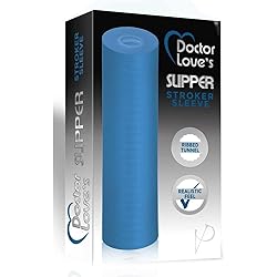 Doctor Love's MS-10-3T Ribbed Stroker Sleeve, Blue Transparent