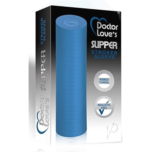 Doctor Love's MS-10-3T Ribbed Stroker Sleeve, Blue Transparent