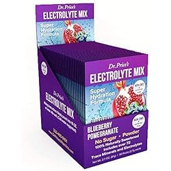 Dr. Price's Vitamins Electrolyte Mix Supplement Powder, 72 Trace Minerals, Potassium, Sodium, Electrolyte Replacement Keto Drink | Blueberry-Pomegranate 30 Packets | No Sugar, Keto, Vegan, Non-GMO
