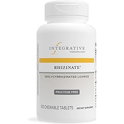 Integrative Therapeutics Rhizinate Fructose Free - Deglycyrrhizinated Licorice DGL - for Stomach, Intestinal and Digestive Support - Gluten Free - Dairy Free - Vegan - 100 Chewable Tablets