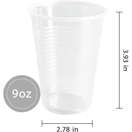 600 Pack 9Oz Clear Plastic Cups,9 Ounce Disposable Cups, Cold Party Drinking Cups for Party, Picnic, BBQ, Travel, and Events