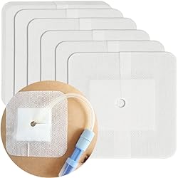 Peritoneal Dialysis PD Catheter Drain Split Bordered Gauze Island Dressing Pad for Stomach Feeding Peg J Tube| Individually Packed| Wound Bandage with Adhesive Border 4" x 4" Pack of 20