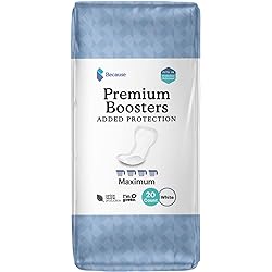 Because Premium Boosters – Add Extra Absorbency to Adult Diapers – Super Absorbent, Soft, Contoured Fit – Unisex – 20 Boosters