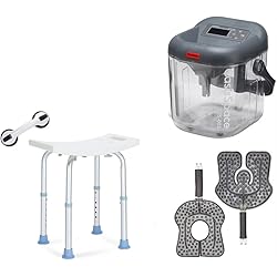 OasisSpace Cold Therapy Machine with 2 Flexible Pads & Adjustable Shower Chair with Free Assist Grab Bar Pack of 2