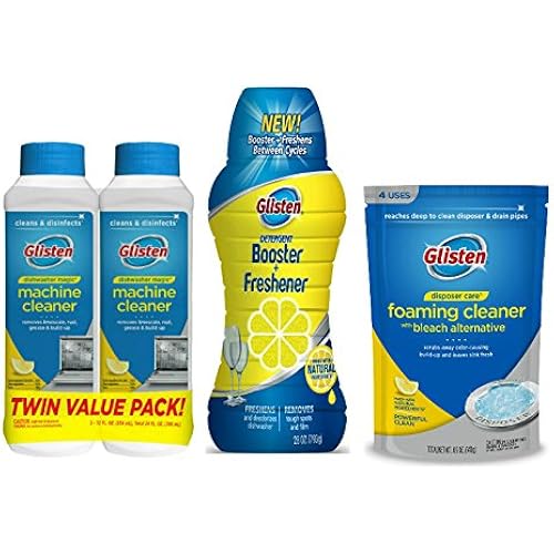 Glisten Dishwasher Magic Machine Cleaner and Disinfectant 2-Pack, Dishwasher Detergent Booster and Garbage Disposer Foaming Cleaner Pack