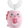 Electric Toothbrush with U-Shaped Toothbrush, Whitening Massage Toothbrush, Toothbrush Cartoon Dragon 360 Degree Cleaning Simple Operation Kids Silicon Automatic Ultrasonic Teeth Brush- Pink 2-6Years