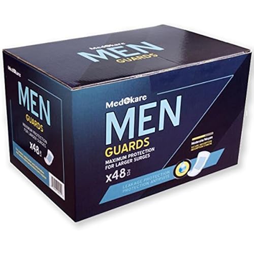 Medokare Incontinence Pads for Men - 48pack Discreet Maximum Absorbency Mens Pads for Urinary Incontinence, Individually Wrapped Cup Bladder Control Pads, Mens Guards