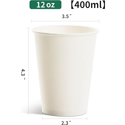 Paper Coffee Cups Disposable12 oz [100 pack], 12 oz Hot Paper Coffee Cups, Disposable Hot Coffee Cups, White Disposable Paper Cups 12oz 100 Cups