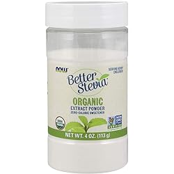 NOW Foods, Certified Organic Better Stevia, Extract Powder, Zero-Calorie Sweetener, Certified Non-GMO, 4-Ounce