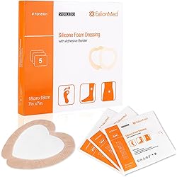 Sacral Silicone Foam Dressing with Border for Sacrum Ulcer, Pressure Ulcer, Butt Bed Sore, Size 7''x7''4.9''x5.3'' Pad, Painless Removal High Absorbency, Bedsore Wound Bandage,5 Pack
