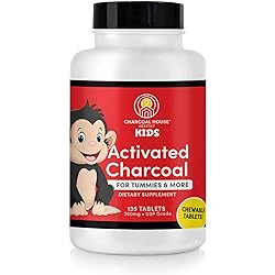 Kids Activated Charcoal Tablets USP Medical Grade Chewable Tablets | 135 ct. | Vegan | Non-GMO | Gluten Free | Digestive Health | Stomach Upsets