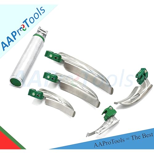 AAProTools Airway Intubation Kit with 5 Curved Blades 1 Handle Stainless Steel - Carrying Case, First Responder Set