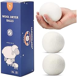 Wool Dryer Balls Handmade 3 Pack XL,Organic Laundry Dryer Balls,100% New Zealand Wool Natural Fabric Softener,Reusable 1000 Loads,Wrinkles Free, Shorten Drying Time,Baby Safe 3 Pack,White