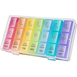 Weekly Pill Organizer 3 Times a Day, Travel Friendly Pill Box 7 Day with Large Compartments and Sturdy Design, Portable Medication Reminder for VitaminsFish OilsSupplements