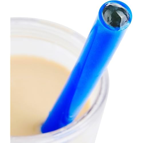 ALINK Reusable Boba Smoothie Straws, 10” Long Extra Wide Fat Silicone Straws for Drinking Bubble Tea, Set of 6 with Cleaning Brush