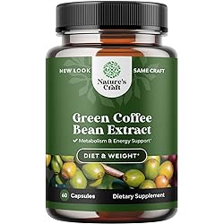 Pure Green Coffee Bean Extract – Standardized to 50% Chlorogenic Acid – Weight Loss Supplement for Men & Women – Burns Both Fat and Sugar – High Grade Potent Ingredients