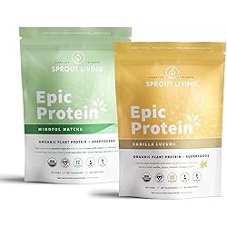 Epic Protein Bundle - Vanilla Lucuma & Mindful Matcha 20g Organic Plant-Based Protein Powder, Vegan, Gluten Free, Superfoods | 1lb, 12 Servings