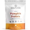 Sprout Living Simple Pumpkin Seed Protein Powder, 20 Grams Organic Plant Based Protein Powder Without Artificial Sweeteners, Non Dairy, Non-GMO, Vegan, Gluten Free, Keto Drink Mix 1 Pound