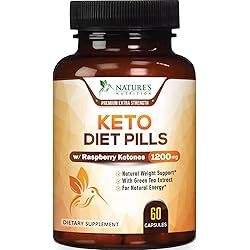 Keto Diet 1200mg Capsules Advanced Support - with Ketosis Use Fat for Energy & Focus - Made with Raspberry Ketones, Apple Cider Vinegar, African Mango - for Women & Men - 60 Capsules