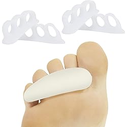 ViveSole Hammer Toe Straightener 3 Loop 4 PK Corrector Cushion for Women, Men - Bunion Foot Relief - Feet Alignment for Curled Claw Crooked and Mallet Toes - Right and Left Gel Guard - Overlap Spreader