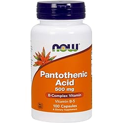 NOW Foods Pantothenic Acid 500mg, 100 Capsules Pack of 2