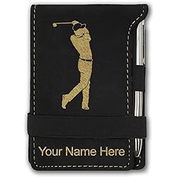LaserGram Mini Notepad, Golfer Golfing, Personalized Engraving Included Black with Gold