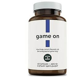 Stem & Root Game On | Gaming Supplement & Gamer Fuel for Energy and Focus | Nootropics Brain Support Supplement with Caffeine & L Theanine, 60 Capsules 1 Month Supply