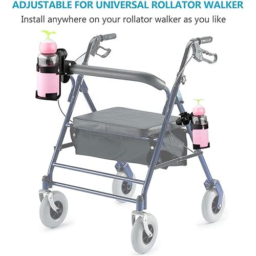 OasisSpace Rollator Cup Holder, Adjustable Universal Size Heavy Duty 360 Degree for Drive Medline Wheelchair Walker Bike