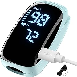 Oxygen Meter Finger Pulse Oximeter, Fingertip Blood Oxygen Saturation with Pulse Monitor Rechargeable, Accurate Fast Spo2 Reading for Home, Outdoor Sports, Wide Use Blue