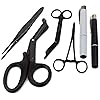 LAJA IMPORTS Premium First Aid Shears EMT Scissors 'Combo Pack with 7-14" Titanium Shear with Holster - Tactical Black & Pen light Gray