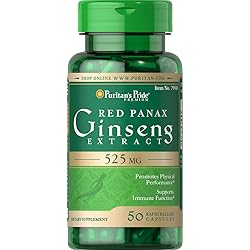 Red Panax Ginseng Extract 525 mg, Immune Support, 50 Count by Puritan's Pride
