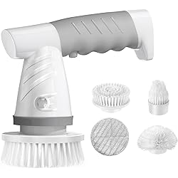 IEZFIX Electric Spin Scrubber, Bathroom Scrubber Rechargeable Shower Scrubber for Cleaning TubTileFloorSinkWindow丨Power Scrubber Cordless with 4 Replaceable Cleaning Brush Heads