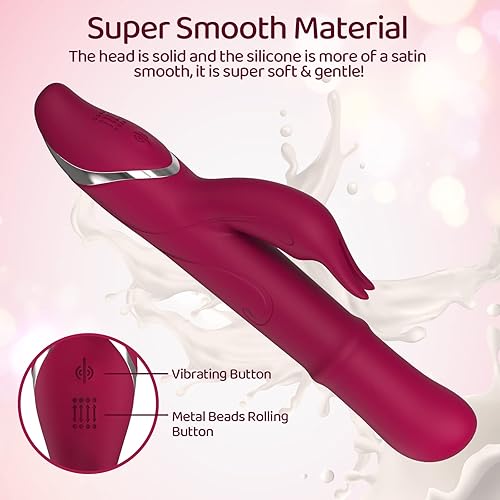 Sexpplis Rabbit Vibrator for Women, 14 Modes & 7 Speeds with Rolling Ring, Waterproof G-spot Female Sex Toys Rose Black