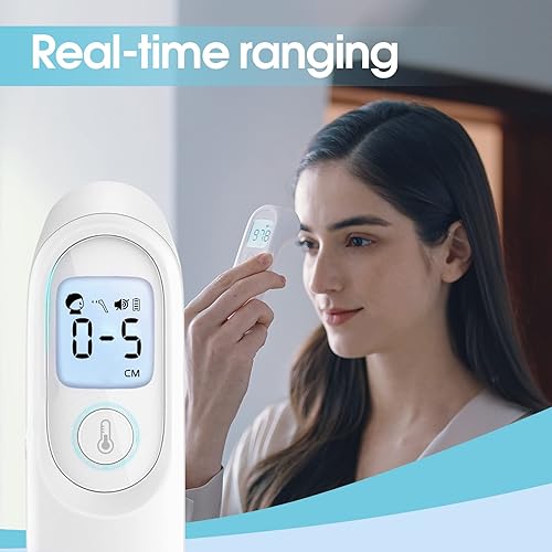 yuwell Infrared Thermometer for Adults and Kids, Forehead Non Contact Baby Thermometer with Instant Accurate Reading, Fever Alarm and Gentle Vibration Alert with Storage Case