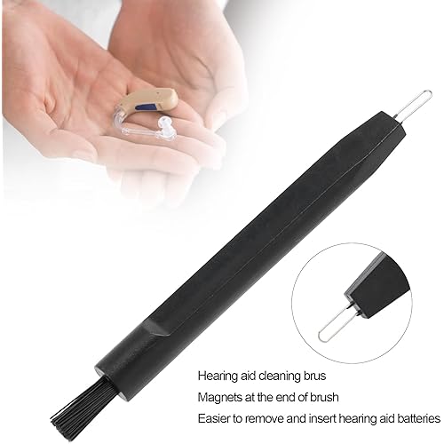 Hearing Aid Amplifier Cleaning Brush 20Pcs Hearing Aid Cleaning Brush with Magnet Wax Loop Headphones Multifunction Cleaner Black Hearing Aid Cleaning Tools Earphone Earbuds Cleaner Brush Kits