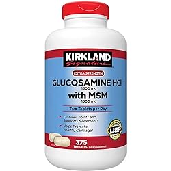 Kirkland Signature Glucosamine HCI Pack of 2 Extra Strength with MSM,Tablet 375 Count X 2