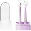 Baby Toothbrush, Infant to Toddler Toothbrush, Kids First Toothbrush Set1 Toothbrush 1 Tongue Brush, Soft Silicone Massaging Toothbrush for Sensitive Gums, 3 m, Purple