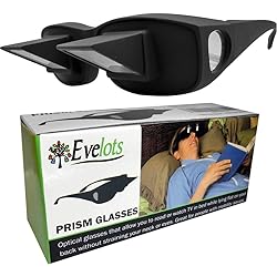 Evelots Bed Prism Glasses-ReadWatch TV Lying Down-Use Over Your Glasses-90 Degree Glasses-Lazy Spectacles Horizontal Glasses-High Definition-Clear & Bright Image-Unisex