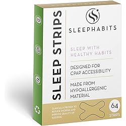 Sleep Habits 64PC Hypoallergenic Mouth Tape for Sleeping, Sleep Strips to Stop Snoring, CPAP Tape, Breathing Strips, Snore Strips, Sleep Tape, Mouth Strips for Sleeping, Mouth Tape for Sleep Apnea